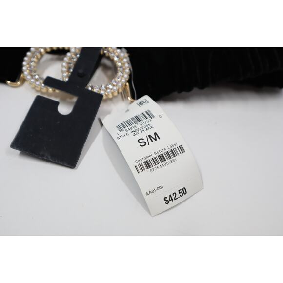 INC Black Velvet Stretch Belt Size S/M - Picture 3 of 3